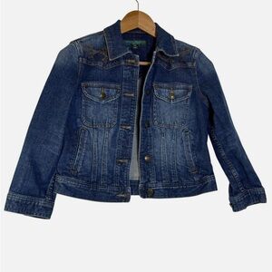 VTG Lauren Jeans Co. Ralph Lauren Jean Jacket Beaded Trucker Boho PS